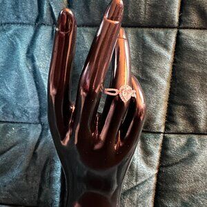 pear shaped silver tone cz cocktail ring sz 6